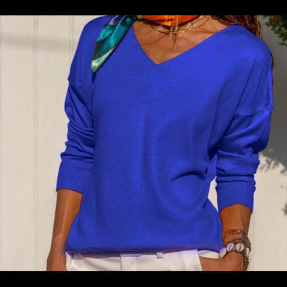 CCK STYLE indigo wool blend V-neck sweater